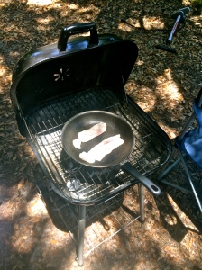 Grilling fresh trout caught with Black River Outdoors